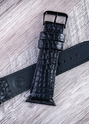 Calf Leather Watch / Apple Watch Strap Crocodile-printed2 photo