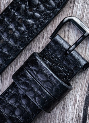 Calf Leather Watch / Apple Watch Strap Crocodile-printed4 photo