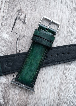 Leather Watch / Apple Watch Strap Green2 photo