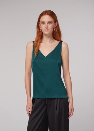 Emerald silk top with wide straps