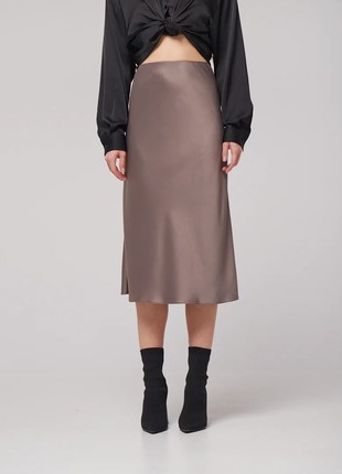 Gray silk skirt with elastic at the waist