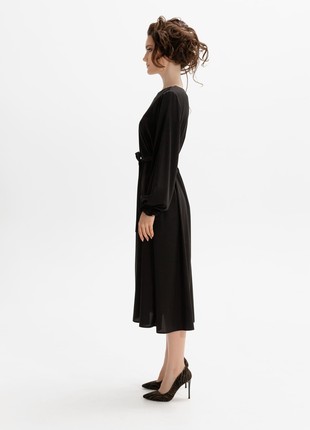 Black silk dress with belt3 photo