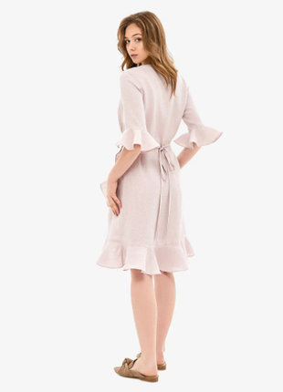 Pale Rose Linen Robe with Ruffles4 photo