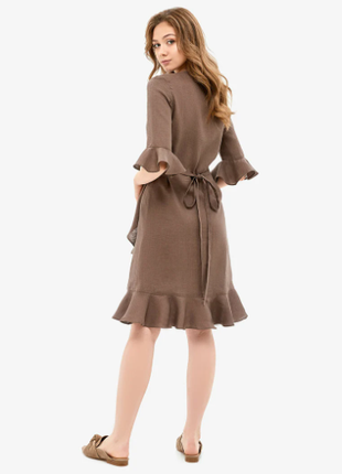 Brown Linen Robe with Ruffles3 photo