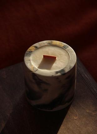Soy candle marble black with gold