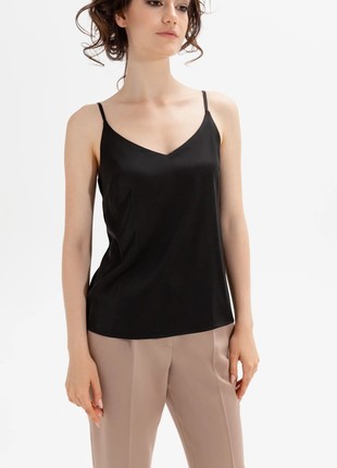 Black silk top with thin straps1 photo