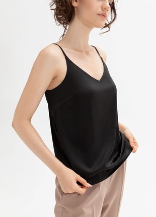 Black silk top with thin straps2 photo