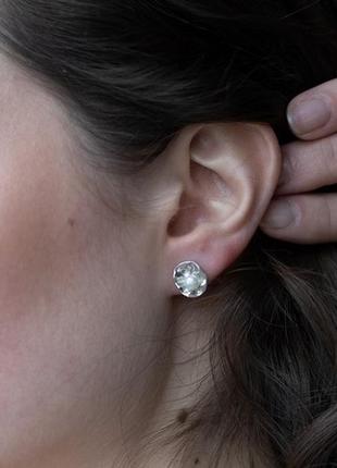 Pearl on a leaf earrings