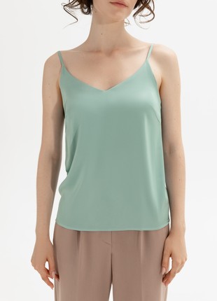 Mint silk top with thin straps