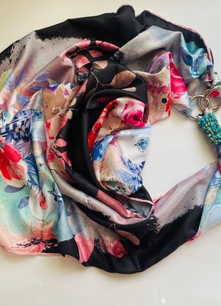 Scarf "Pink orchid"" from the brand MyScarf. Decorated with natural turquoise2 photo