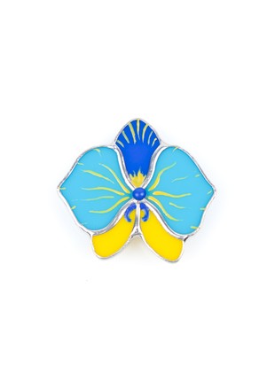 Ukrainian orchid stained glass brooch