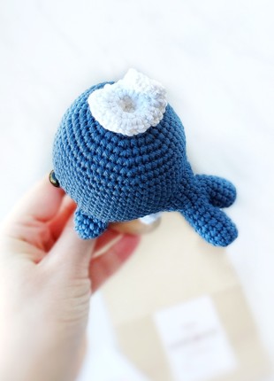 Whale baby rattle toy. Ocean baby shower gift. Blue whale. Baby boy gift3 photo