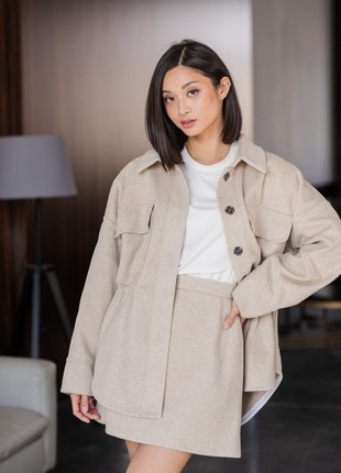 Jacket with a hidden drawstring beige2 photo