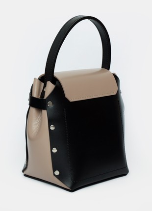 Adhara Leather Bag in black and beige color3 photo