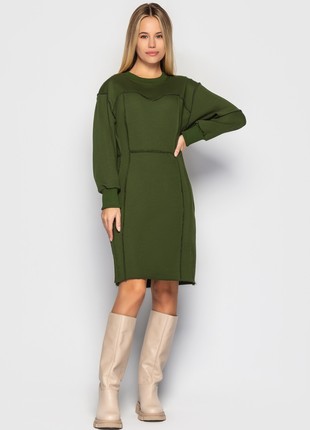 Green mini dress with decorative reliefs