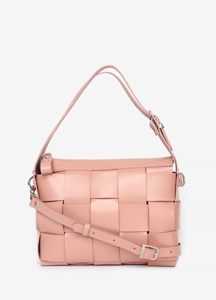 Elara woven Leather Bag in pink color3 photo