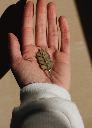 Stained-glass brooch Ukrainian spikelet, Shestopalivka2 photo