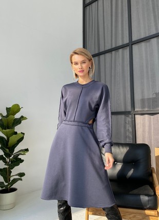 Gray dress with cutouts at the waist