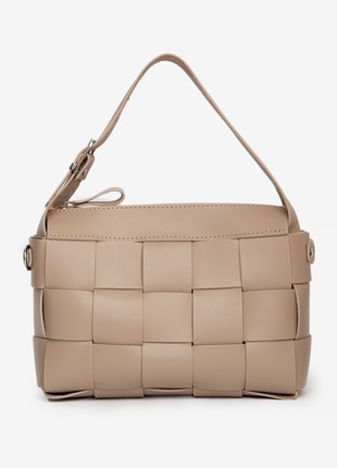 Elara woven Leather Bag in beige color1 photo