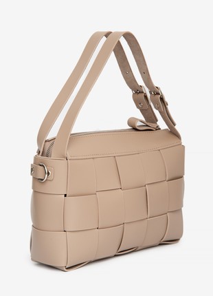 Elara woven Leather Bag in beige color3 photo