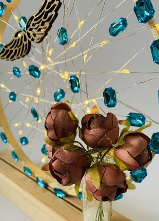 Lantern with flowers, original home decor, table decoration2 photo