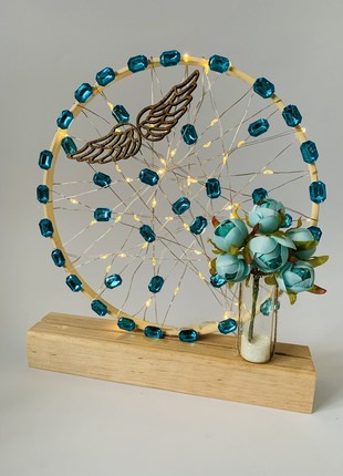 Lamp with blue flowers, original home decor, table decoration, home lighting1 photo