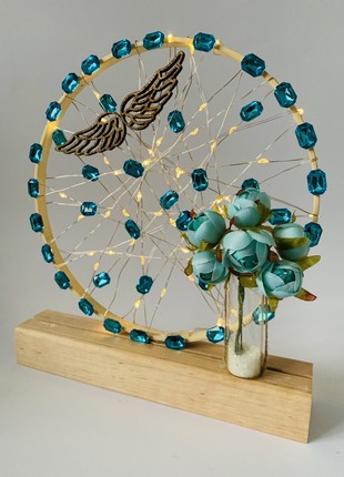 Lamp with blue flowers, original home decor, table decoration, home lighting8 photo