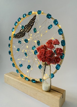 Lamp with flowers, original home decor, table decoration6 photo