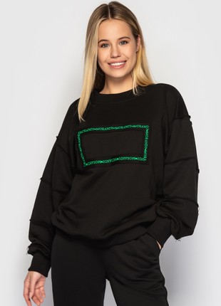 Black sweatshirt with embroidery1 photo