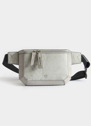 Natural cork and stone chest bag Veikata in grey color2 photo