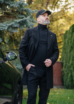 Black wool and cashmere coat1 photo