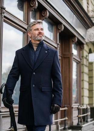 Blue wool and cashmere coat