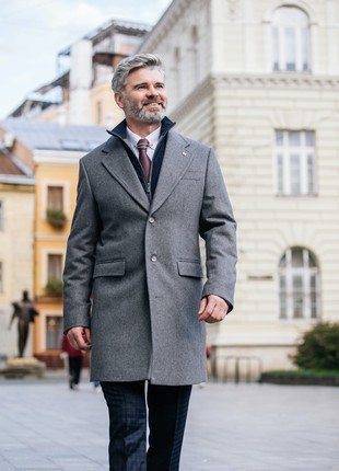 Gray wool and cashmere coat1 photo