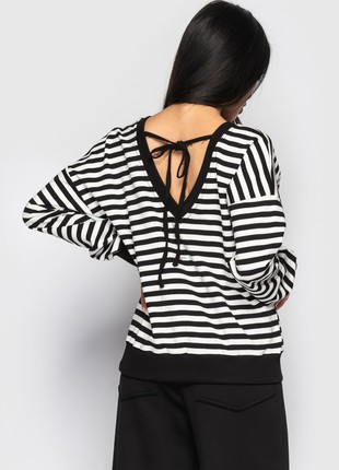 Striped sweatshirt with a neckline and ties on the back9 photo