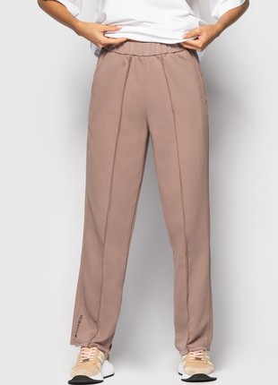 Mocha straight trousers with arrows