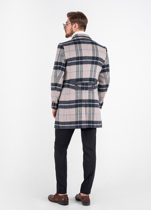 A checkered wool coat is blue2 photo
