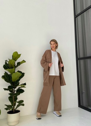 Wide trousers with patch pockets light brown