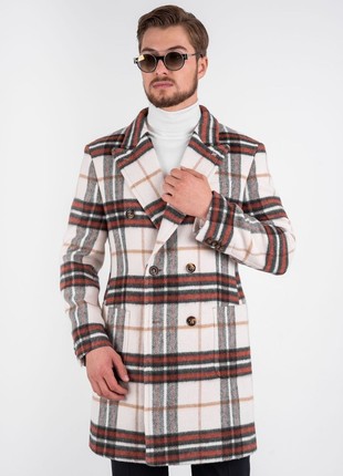 Red checkered wool coat2 photo