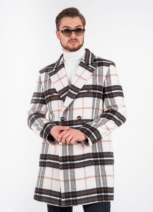 Brown checked wool coat2 photo