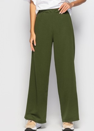 Wide trousers with patch pockets green