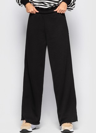 Wide trousers with patch pockets black