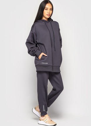 Hoodie with a hood and a decorative seam on the sleeves gray5 photo