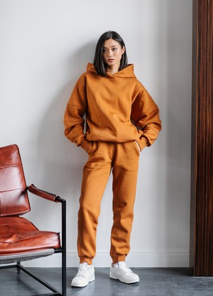Hoodie with a hood and a decorative seam on the sleeves toffee3 photo