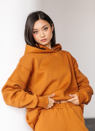 Hoodie with a hood and a decorative seam on the sleeves toffee6 photo