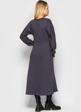 Warm midi dress with one-piece sleeves gray6 photo