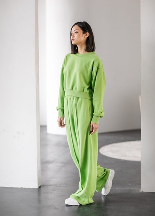 Wide pants with arrows green tea2 photo