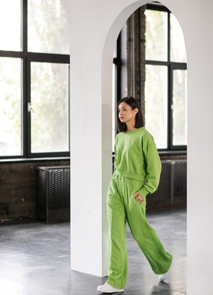 Wide pants with arrows green tea3 photo