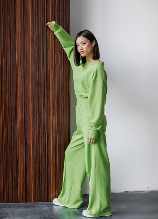 Wide pants with arrows green tea8 photo