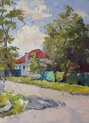 Oil painting House with a red roof Serdyuk Boris Petrovich nSerb3161 photo