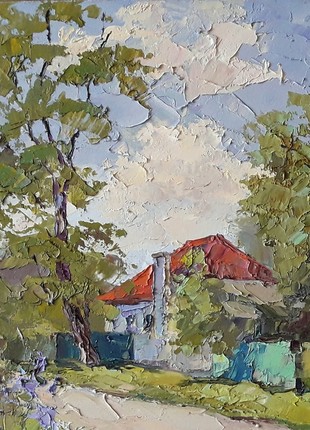 Oil painting House with a red roof Serdyuk Boris Petrovich nSerb3166 photo